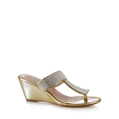 Gold 'Adaleri' embellished wedge mid sandals
